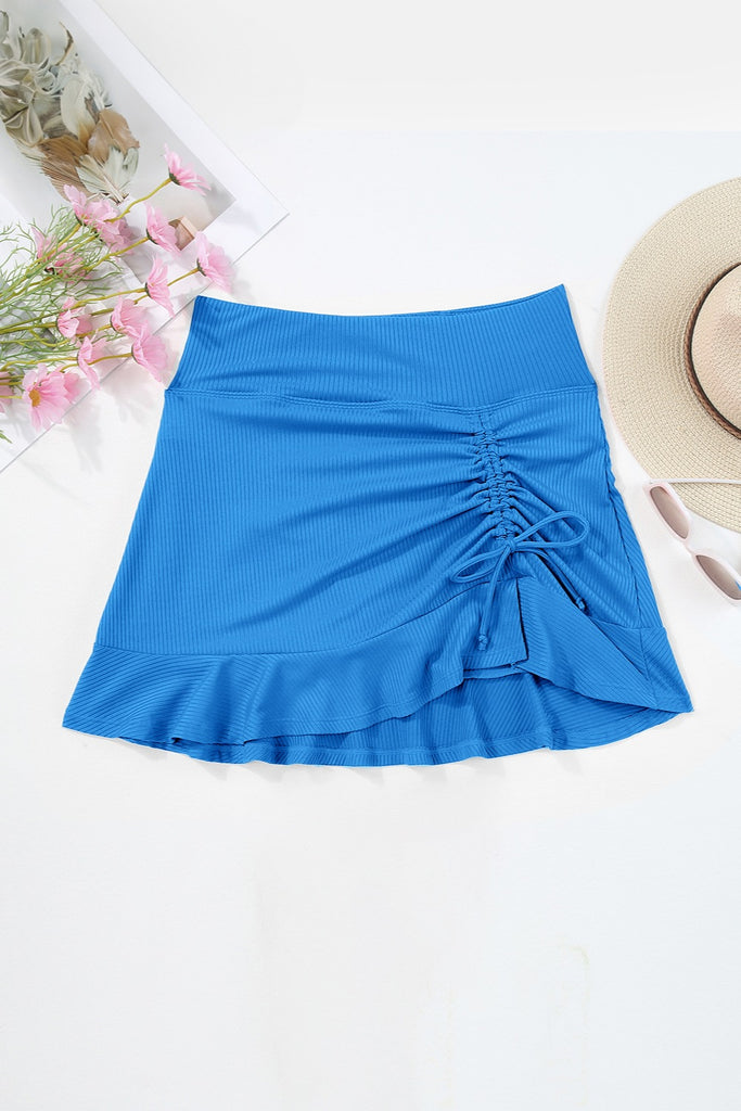 Ruched Elastic Waist Swim Skirt-Timber Brooke Boutique, Online Women's Fashion Boutique in Amarillo, Texas