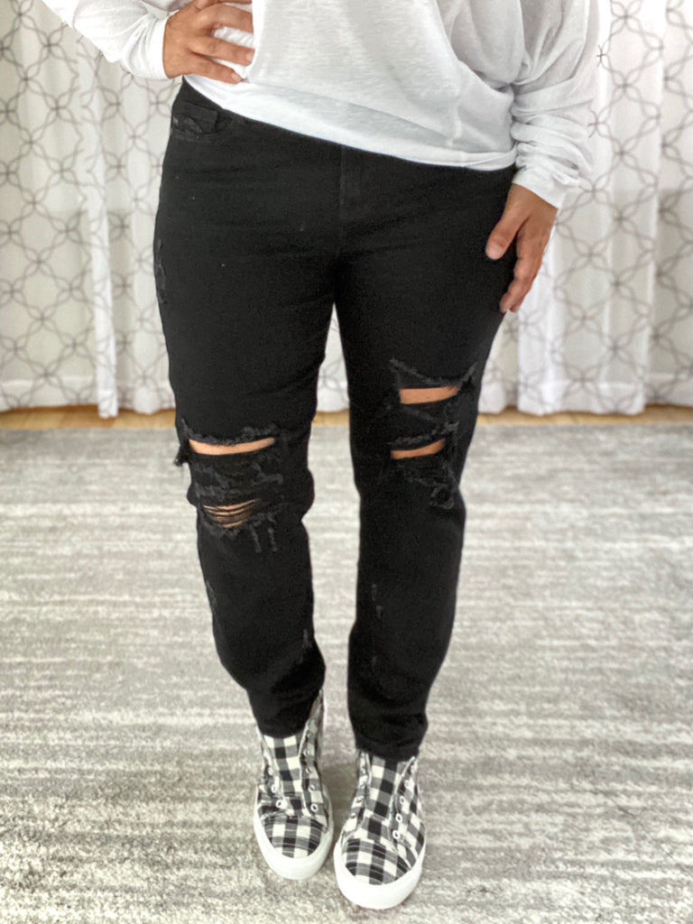 The Standout Judy Blue Black Boyfriend Jeans-judy blue-Timber Brooke Boutique, Online Women's Fashion Boutique in Amarillo, Texas