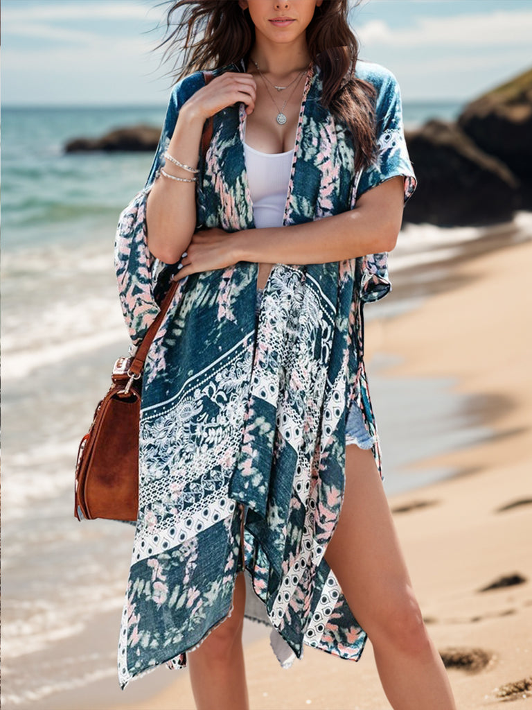 Printed Open Front Cover-Up-Timber Brooke Boutique, Online Women's Fashion Boutique in Amarillo, Texas