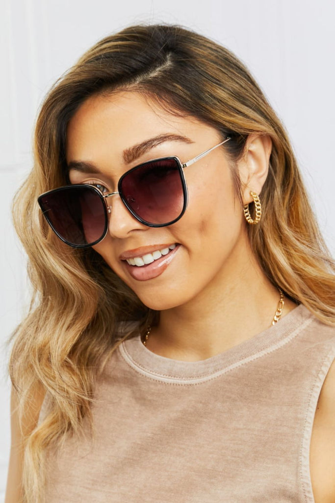 Full Rim Metal-Plastic Hybrid Frame Sunglasses-Timber Brooke Boutique, Online Women's Fashion Boutique in Amarillo, Texas