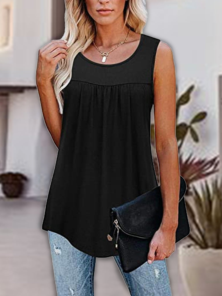 Round Neck Wide Strap Tank-Timber Brooke Boutique, Online Women's Fashion Boutique in Amarillo, Texas