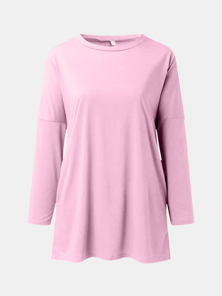 Full Size Round Neck Long Sleeve T-Shirt-Timber Brooke Boutique, Online Women's Fashion Boutique in Amarillo, Texas