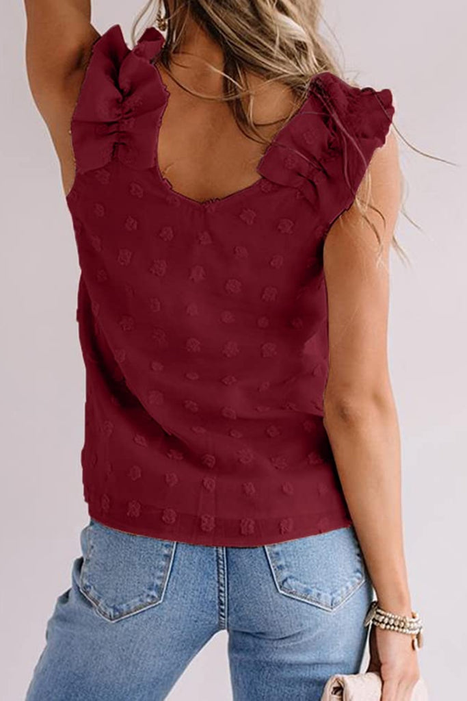 Full Size Swiss Dot V-Neck Tank-Timber Brooke Boutique, Online Women's Fashion Boutique in Amarillo, Texas