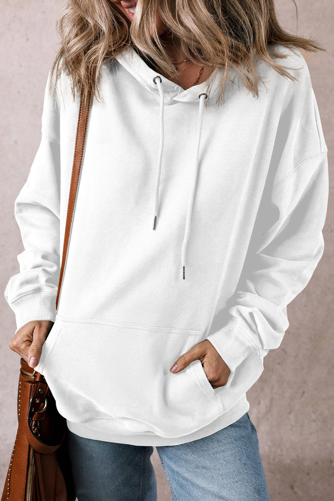 Drawstring Pocketed Long Sleeve Hoodie-Timber Brooke Boutique, Online Women's Fashion Boutique in Amarillo, Texas