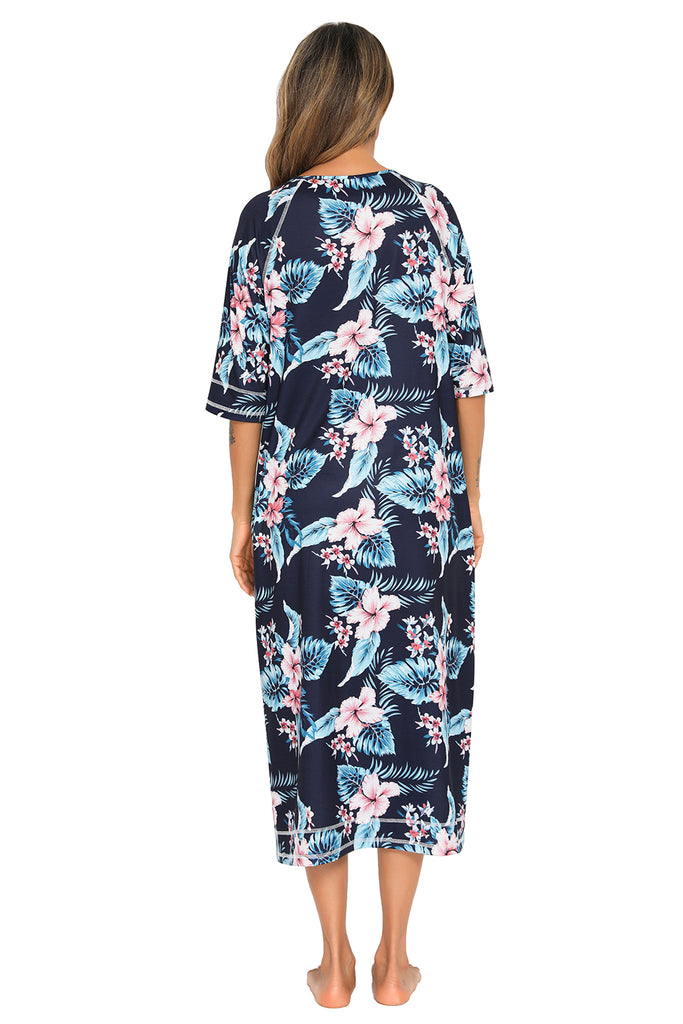 Printed Slit Night Dress with Pockets-Timber Brooke Boutique, Online Women's Fashion Boutique in Amarillo, Texas