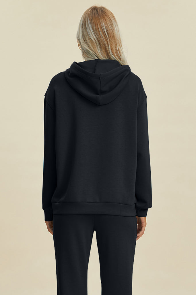 Basic Bae Full Size Air Scuba Drawstring Long Sleeve Hoodie with Kangaroo Pocket-Timber Brooke Boutique, Online Women's Fashion Boutique in Amarillo, Texas