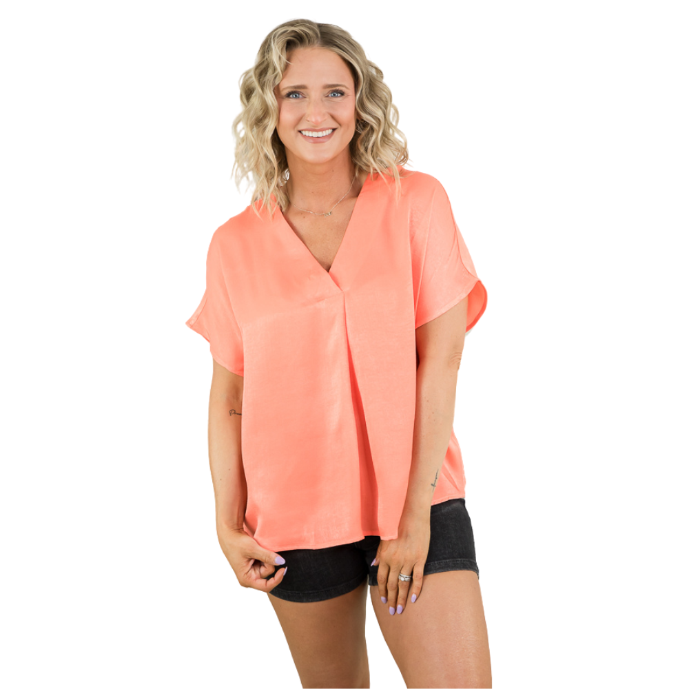 Wishful Thinker Top in Persimmon-Andre by Unit-Timber Brooke Boutique, Online Women's Fashion Boutique in Amarillo, Texas