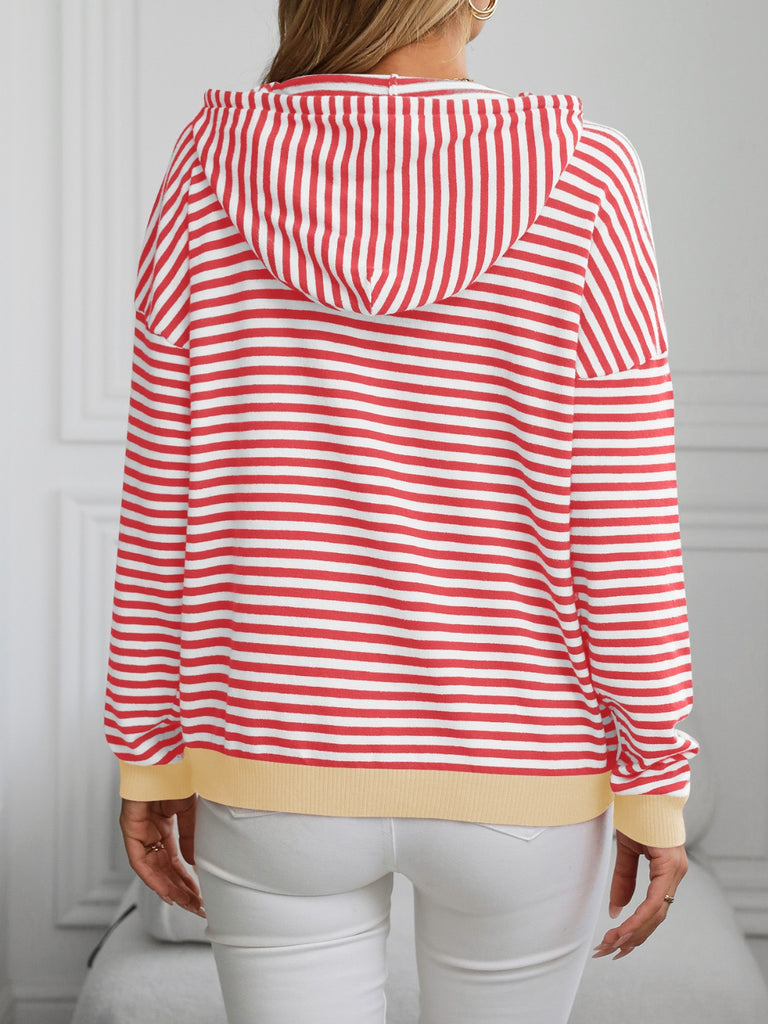 Striped Long Sleeve Hooded Knit Top-Timber Brooke Boutique, Online Women's Fashion Boutique in Amarillo, Texas