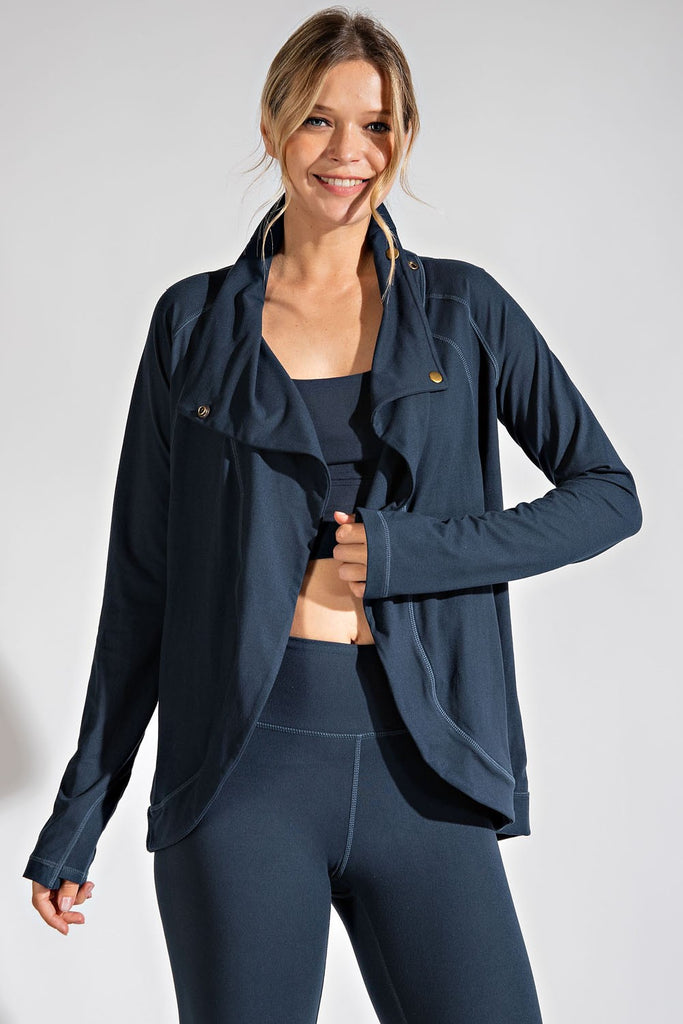 Asymmetrical Jacket With Side Pocket-Jackets-Timber Brooke Boutique, Online Women's Fashion Boutique in Amarillo, Texas