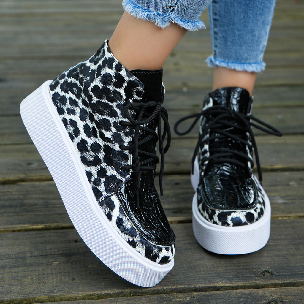 PU Leather Leopard Platform Sneakers-Timber Brooke Boutique, Online Women's Fashion Boutique in Amarillo, Texas