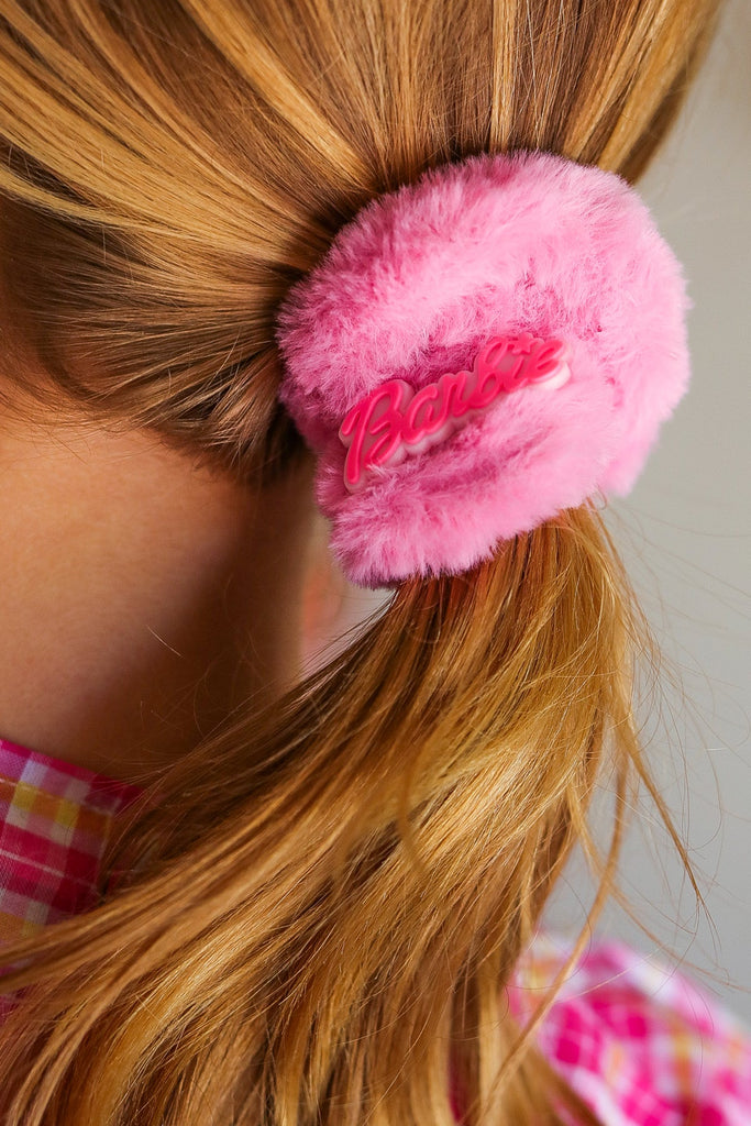 Barbie Pink Furry Scrunchie-Timber Brooke Boutique, Online Women's Fashion Boutique in Amarillo, Texas