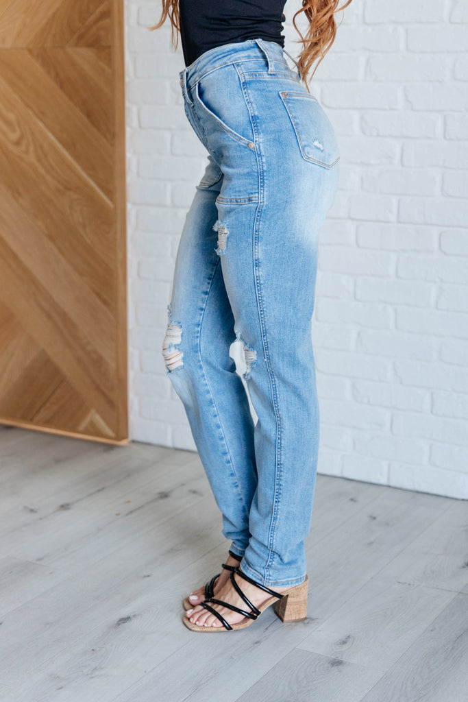 Aiden High Rise Patch Pocket Distressed Boyfriend Jeans-Womens-Timber Brooke Boutique, Online Women's Fashion Boutique in Amarillo, Texas