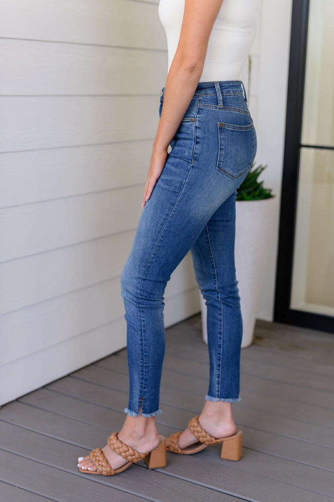 Amy High Rise Control Top Side Slit Skinny Jeans-Womens-Timber Brooke Boutique, Online Women's Fashion Boutique in Amarillo, Texas