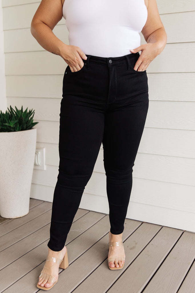 Audrey High Rise Control Top Classic Skinny Jeans in Black-Womens-Timber Brooke Boutique, Online Women's Fashion Boutique in Amarillo, Texas