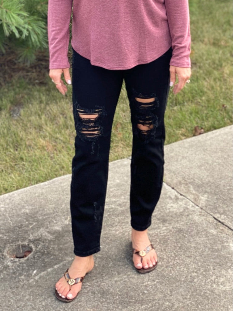 The Standout Judy Blue Black Boyfriend Jeans-judy blue-Timber Brooke Boutique, Online Women's Fashion Boutique in Amarillo, Texas