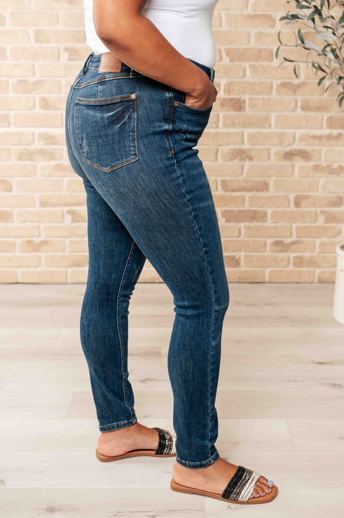 Cora High Rise Control Top Skinny Jeans-Denim-Timber Brooke Boutique, Online Women's Fashion Boutique in Amarillo, Texas