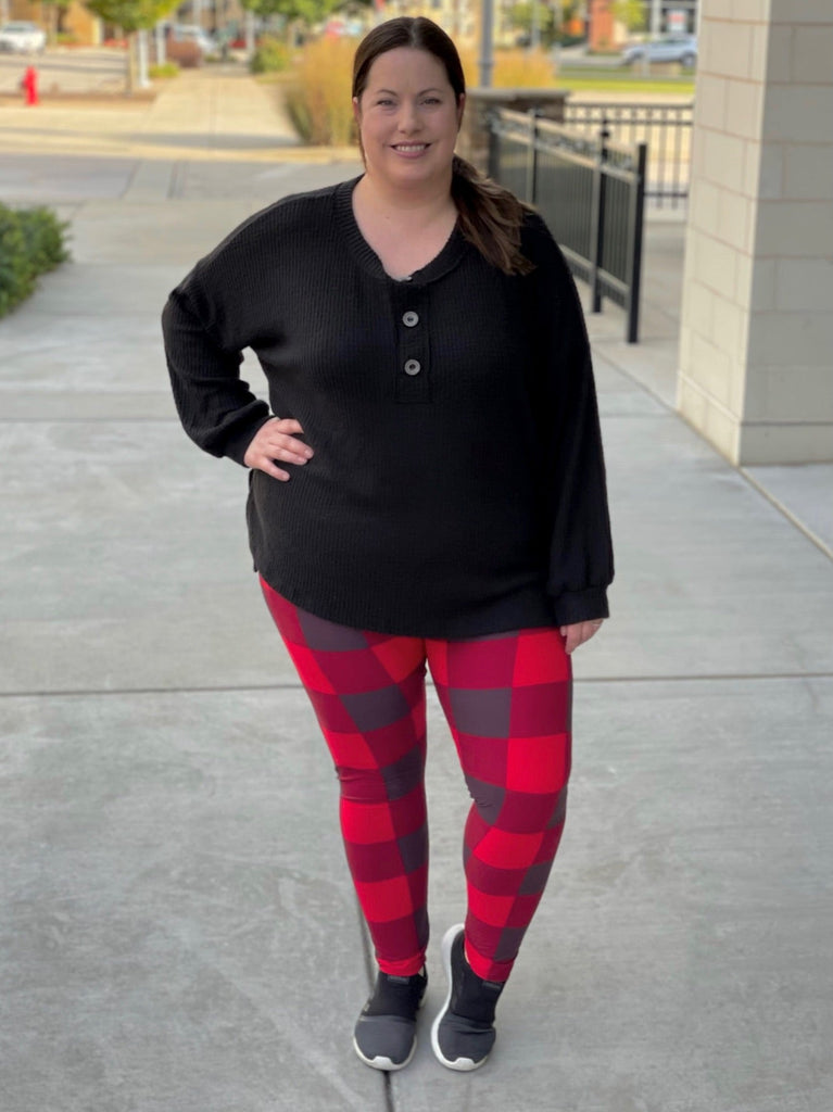 My Plaid Pocket Leggings in Red-Timber Brooke Boutique, Online Women's Fashion Boutique in Amarillo, Texas