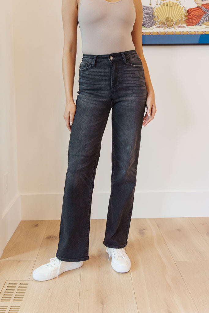 Eleanor High Rise Classic Straight Jeans in Washed Black-Womens-Timber Brooke Boutique, Online Women's Fashion Boutique in Amarillo, Texas