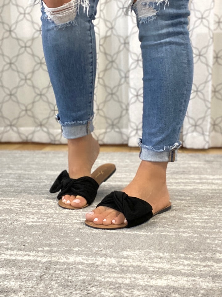 Why Knot Sandal in Black-Red Shoe Lover-Timber Brooke Boutique, Online Women's Fashion Boutique in Amarillo, Texas