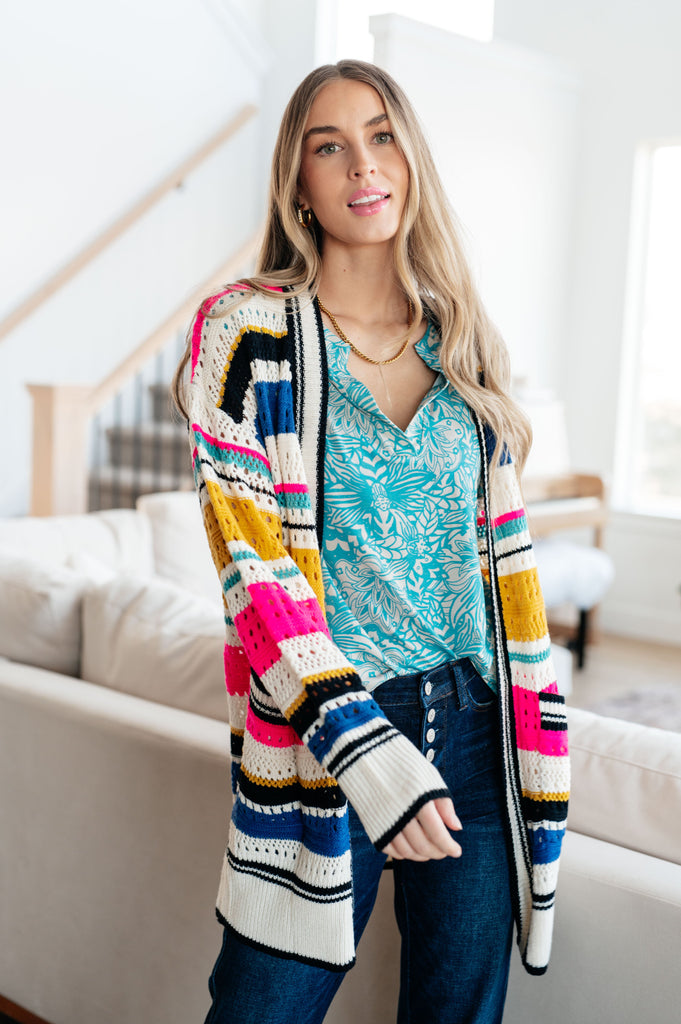 Felt Cute Striped Cardigan-Cardigans and Wraps-Timber Brooke Boutique, Online Women's Fashion Boutique in Amarillo, Texas