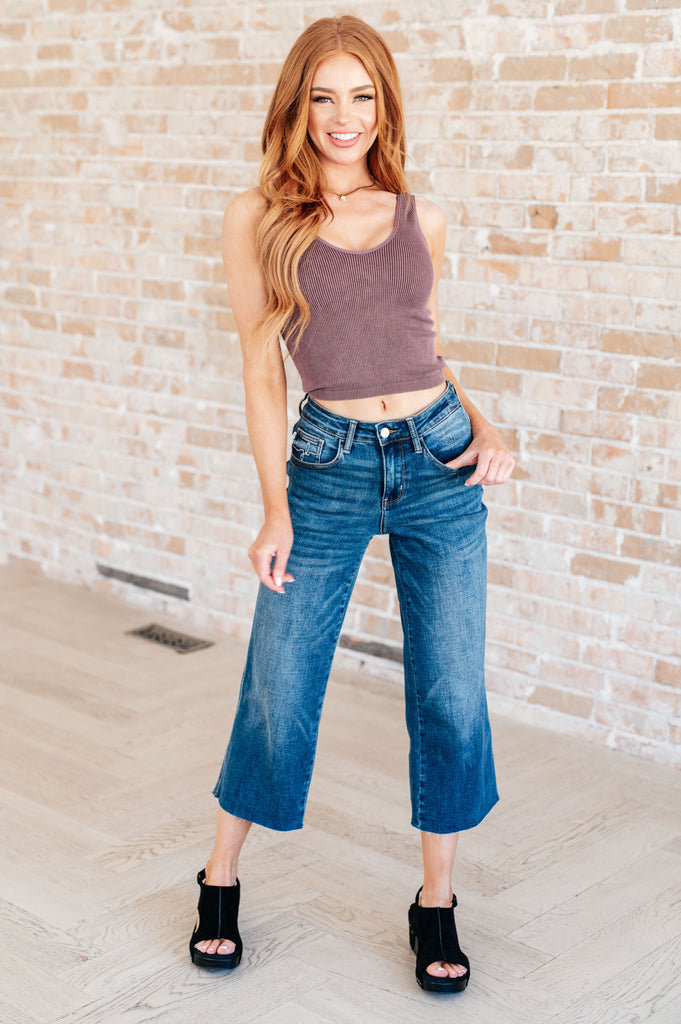 Hayes High Rise Wide Leg Crop Jeans-Denim-Timber Brooke Boutique, Online Women's Fashion Boutique in Amarillo, Texas