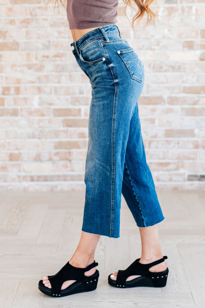 Hayes High Rise Wide Leg Crop Jeans-Denim-Timber Brooke Boutique, Online Women's Fashion Boutique in Amarillo, Texas