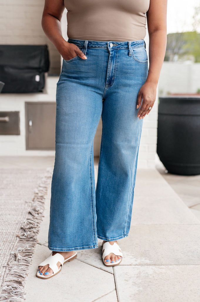 Hayes High Rise Wide Leg Crop Jeans-Denim-Timber Brooke Boutique, Online Women's Fashion Boutique in Amarillo, Texas