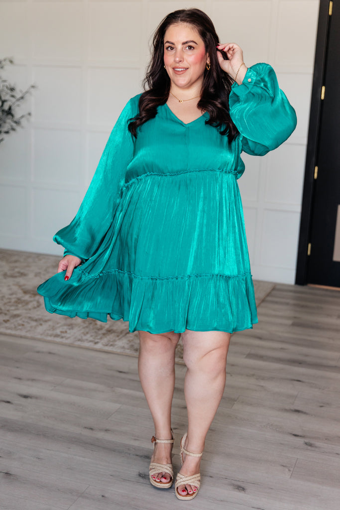 Head Held High V-Neck Balloon Sleeve Dress-Dresses-Timber Brooke Boutique, Online Women's Fashion Boutique in Amarillo, Texas