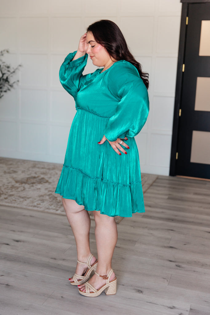 Head Held High V-Neck Balloon Sleeve Dress-Dresses-Timber Brooke Boutique, Online Women's Fashion Boutique in Amarillo, Texas