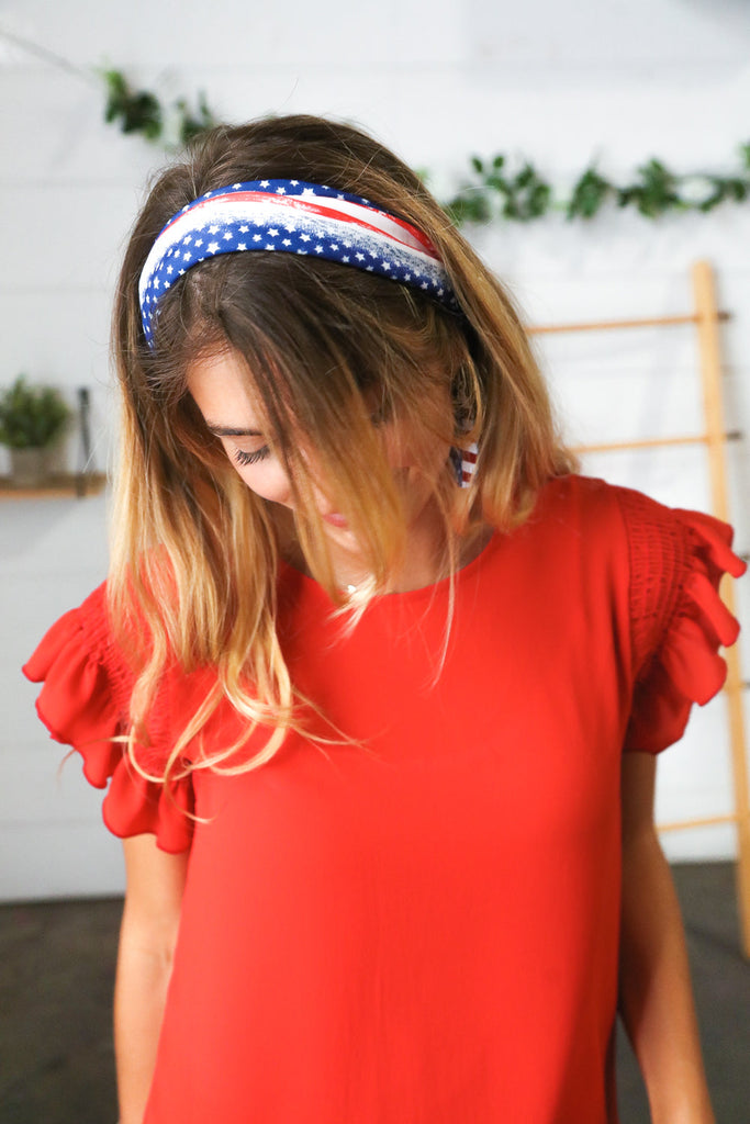 Red/White & Blue Knit Twist Headband-Accessories-Timber Brooke Boutique, Online Women's Fashion Boutique in Amarillo, Texas