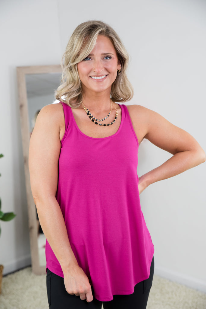 Loving It All Tank in Magenta-Zenana-Timber Brooke Boutique, Online Women's Fashion Boutique in Amarillo, Texas