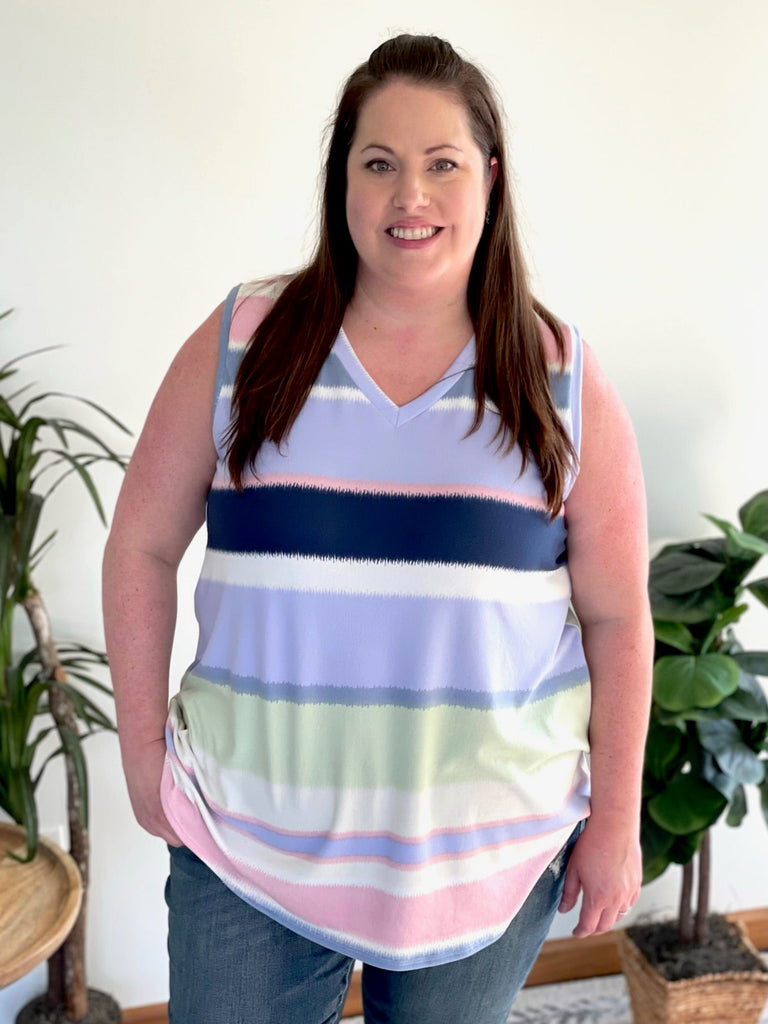 Stripes All Around Tank-Honey Me-Timber Brooke Boutique, Online Women's Fashion Boutique in Amarillo, Texas