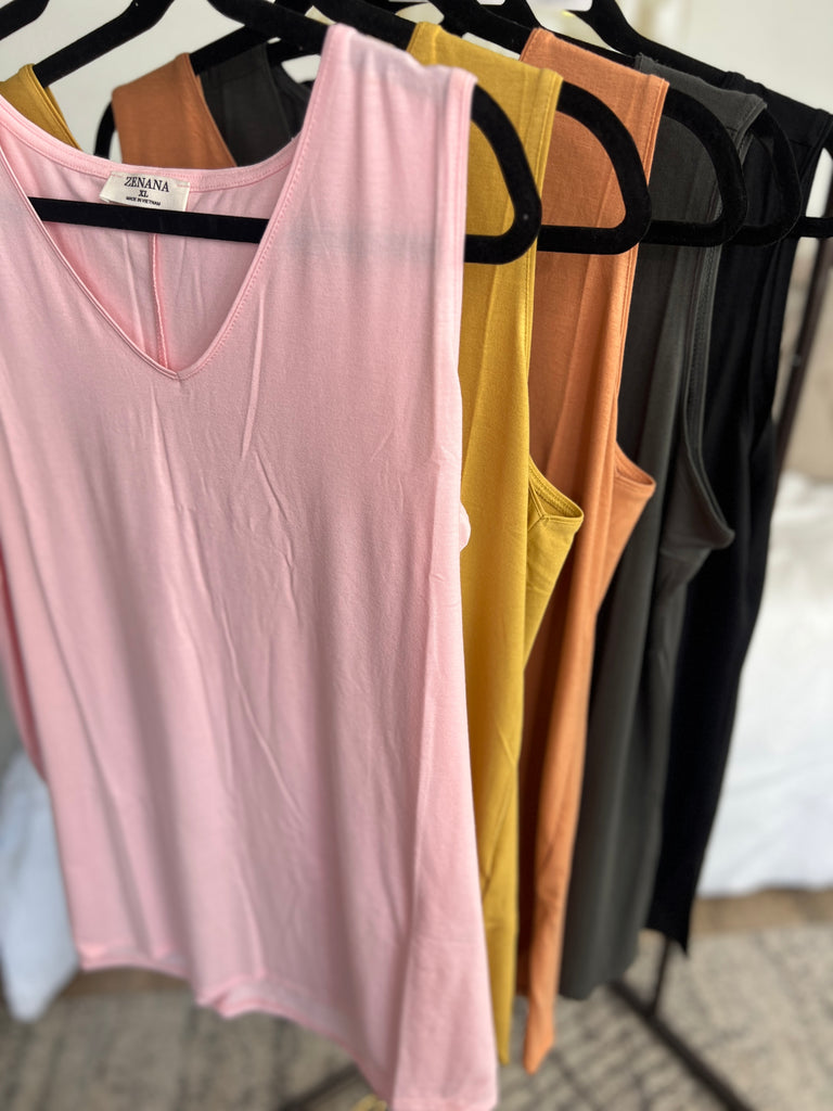 DOORBUSTER! Side Slit Tank Top-Tank Tops-Timber Brooke Boutique, Online Women's Fashion Boutique in Amarillo, Texas