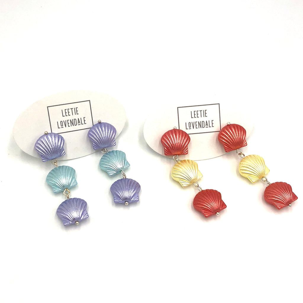colorful seashell style earrings
