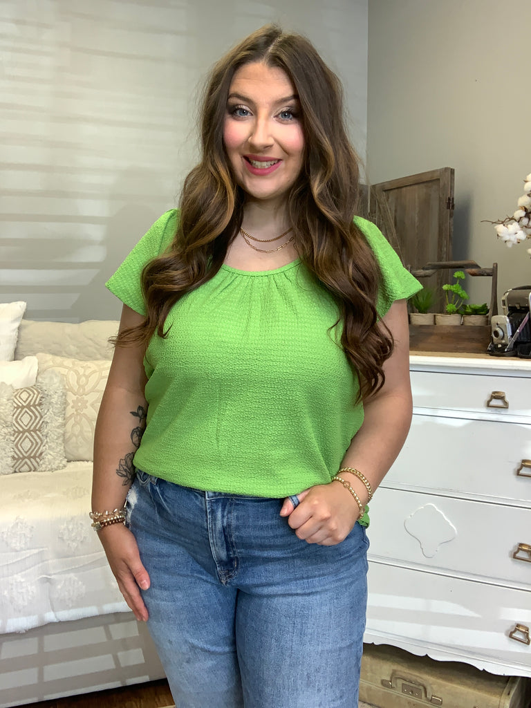 Deep Scoop Neck Flare Top-Short Sleeve Top-Timber Brooke Boutique, Online Women's Fashion Boutique in Amarillo, Texas