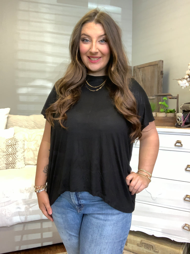 Oversized Round Neck Short Sleeve-Short Sleeve Top-Timber Brooke Boutique, Online Women's Fashion Boutique in Amarillo, Texas