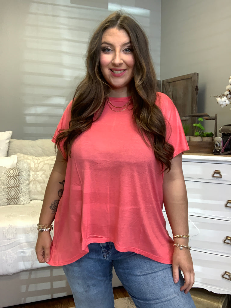 Oversized Round Neck Short Sleeve-Short Sleeve Top-Timber Brooke Boutique, Online Women's Fashion Boutique in Amarillo, Texas