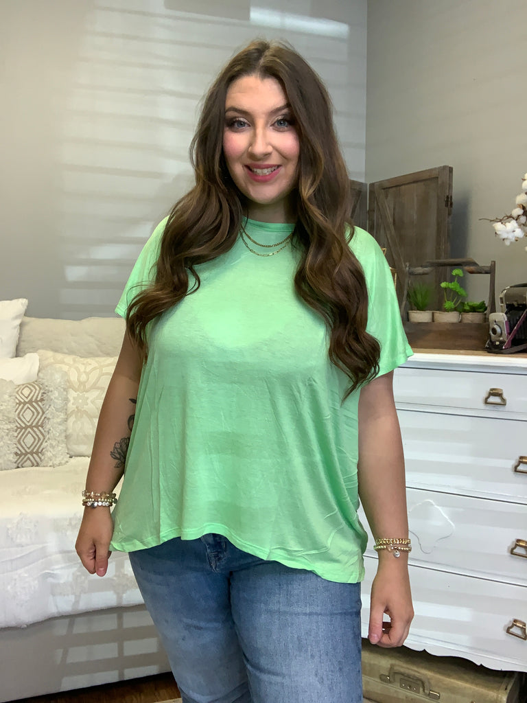 Oversized Round Neck Short Sleeve-Short Sleeve Top-Timber Brooke Boutique, Online Women's Fashion Boutique in Amarillo, Texas