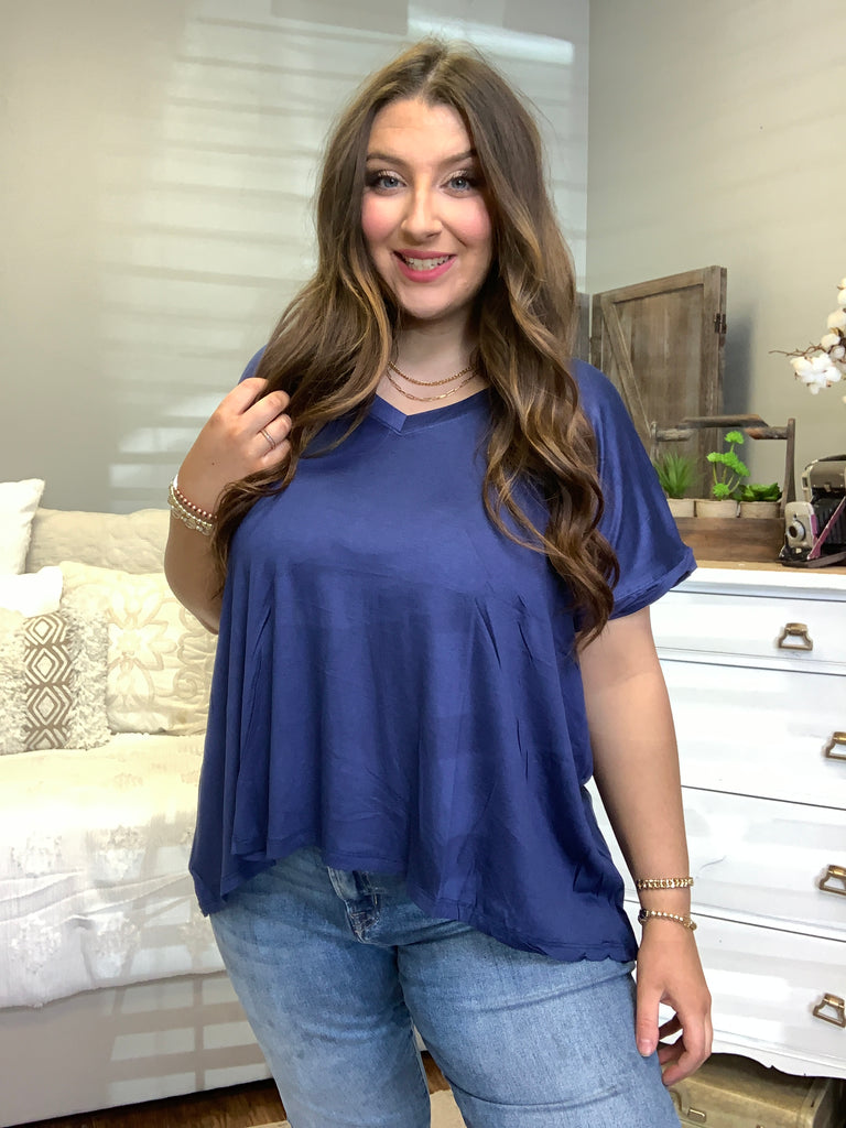 V-Neck Twist Detail Flare Short Sleeve-Short Sleeve Top-Timber Brooke Boutique, Online Women's Fashion Boutique in Amarillo, Texas