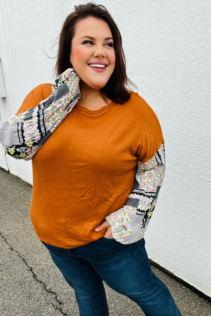 Ginger Hacci Drop Shoulder Paisley Bubble Sleeve Top-Timber Brooke Boutique, Online Women's Fashion Boutique in Amarillo, Texas