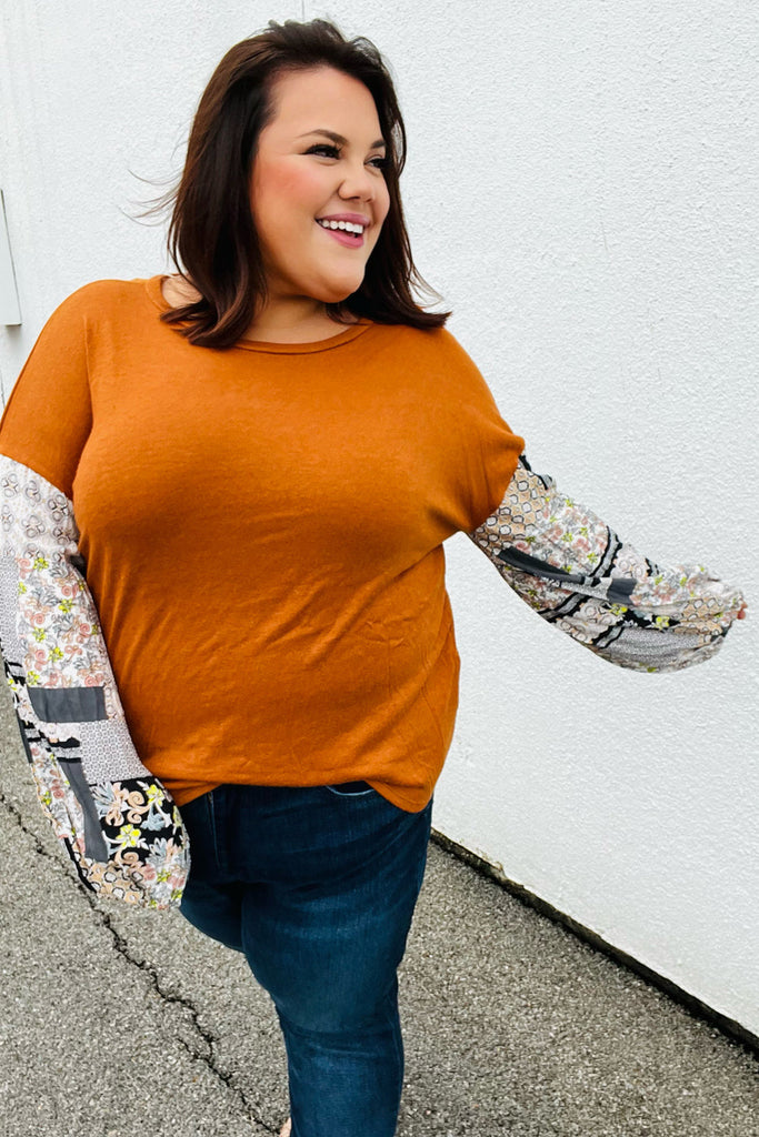 Ginger Hacci Drop Shoulder Paisley Bubble Sleeve Top-Timber Brooke Boutique, Online Women's Fashion Boutique in Amarillo, Texas