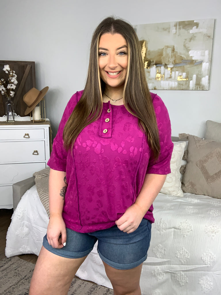 BOMBOM At The Fair Animal Textured Top-Short Sleeve Top-Timber Brooke Boutique, Online Women's Fashion Boutique in Amarillo, Texas