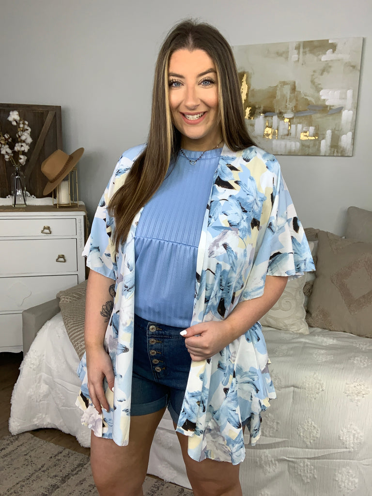 Justin Taylor Summer Fever Floral Kimono-Cardigans and Wraps-Timber Brooke Boutique, Online Women's Fashion Boutique in Amarillo, Texas