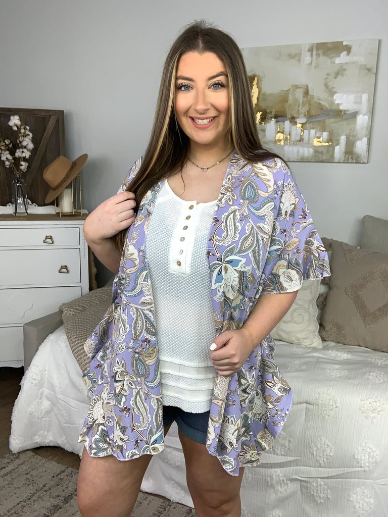 Justin Taylor Secret Garden Floral Kimono-Cardigans and Wraps-Timber Brooke Boutique, Online Women's Fashion Boutique in Amarillo, Texas