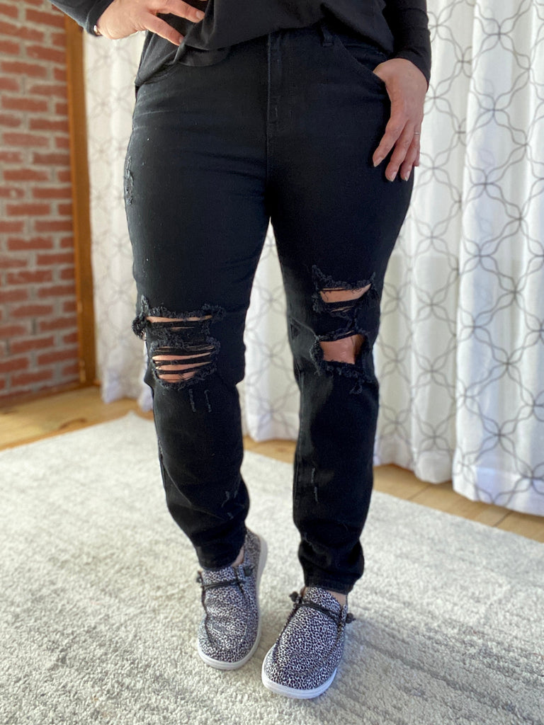 The Standout Judy Blue Black Boyfriend Jeans-judy blue-Timber Brooke Boutique, Online Women's Fashion Boutique in Amarillo, Texas