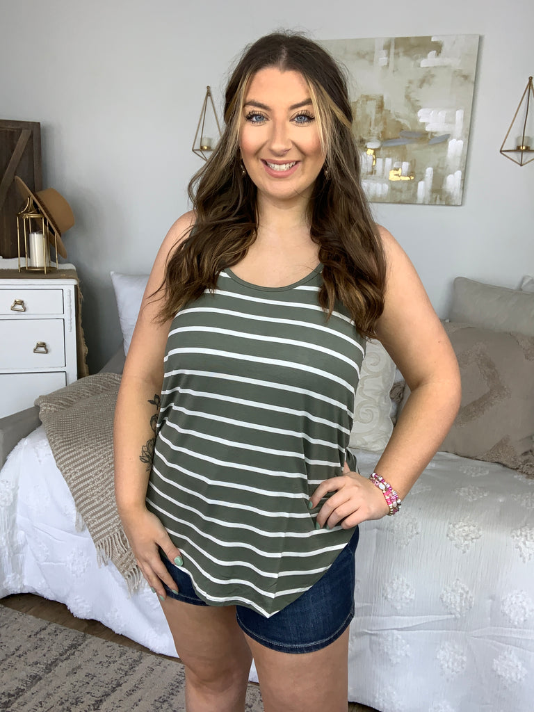 DOORBUSTER! Striped Tank Top-Tank Tops-Timber Brooke Boutique, Online Women's Fashion Boutique in Amarillo, Texas