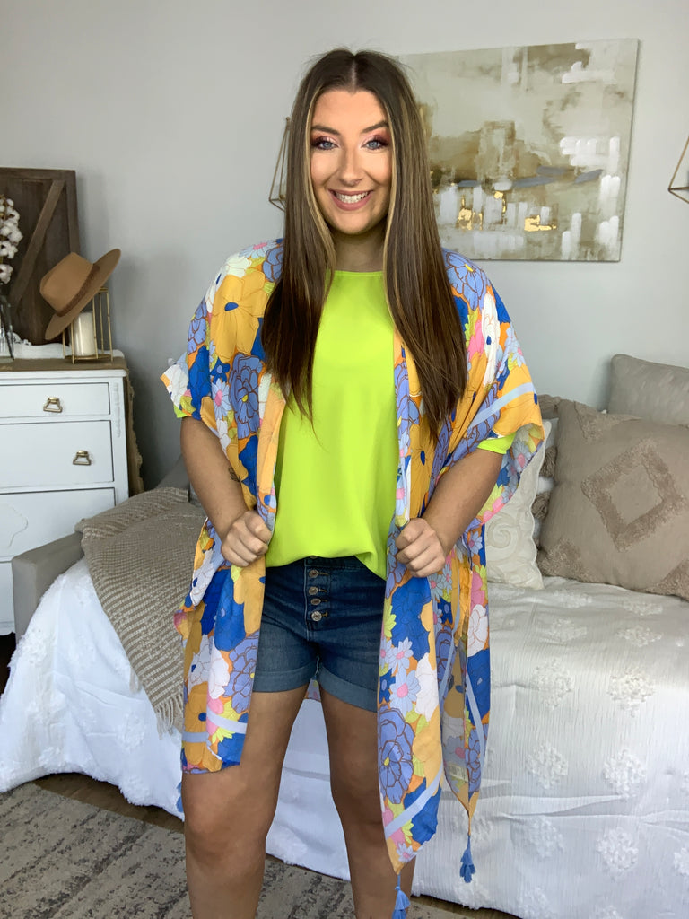 Island Living Floral Kimono-Cardigans and Wraps-Timber Brooke Boutique, Online Women's Fashion Boutique in Amarillo, Texas