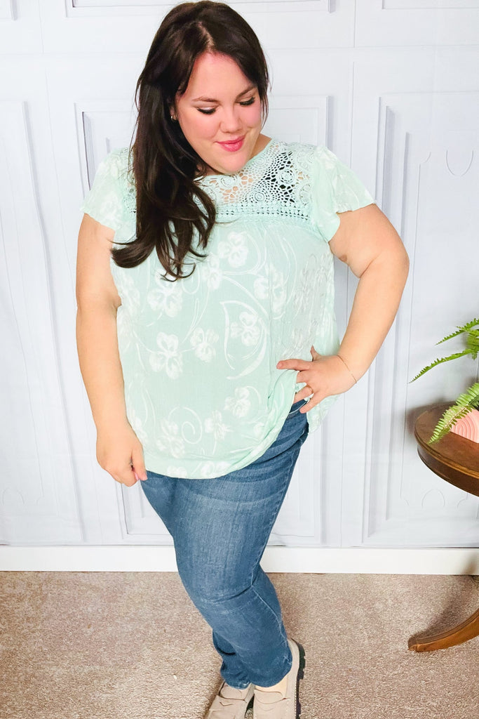 Lovely In Aqua Embroidered Flutter Sleeve Woven Top-Timber Brooke Boutique, Online Women's Fashion Boutique in Amarillo, Texas