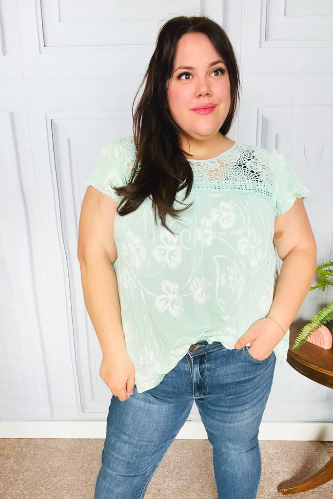 Lovely In Aqua Embroidered Flutter Sleeve Woven Top-Timber Brooke Boutique, Online Women's Fashion Boutique in Amarillo, Texas