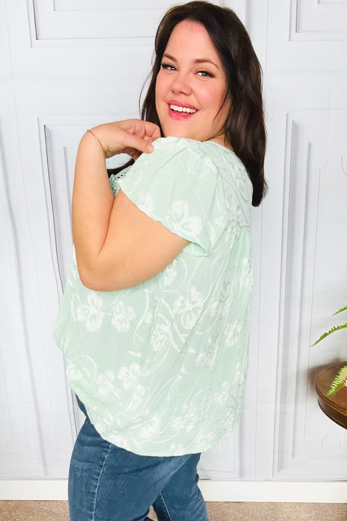 Lovely In Aqua Embroidered Flutter Sleeve Woven Top-Timber Brooke Boutique, Online Women's Fashion Boutique in Amarillo, Texas